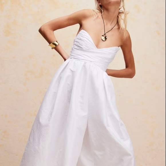 Free People Jade Jumpsuit Ivory Sz S Wide Leg Waist Tie Halter Vacation Resort - Picture 2 of 16